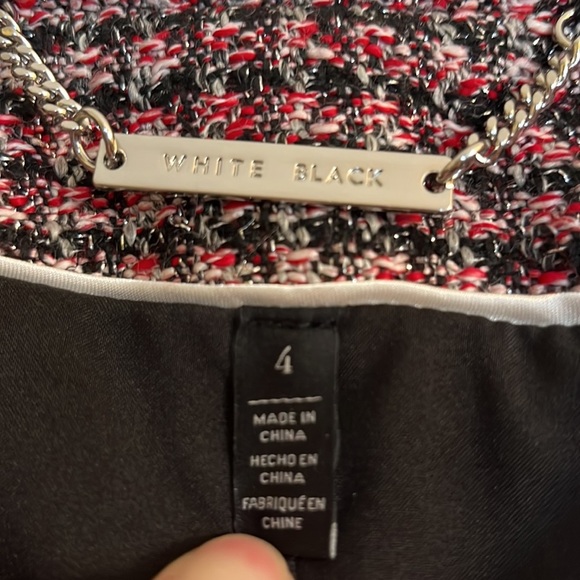 White House Black Market Boucle Tweet Blazer Size 4 Red Black Silver Metallic - Picture 6 of 10